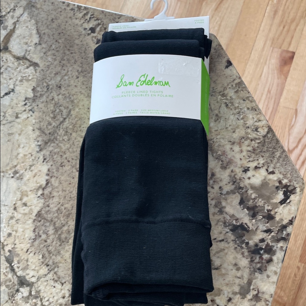 NWT Sam Edelman 2 Pairs Women’s Fleece Lined Footed Tights